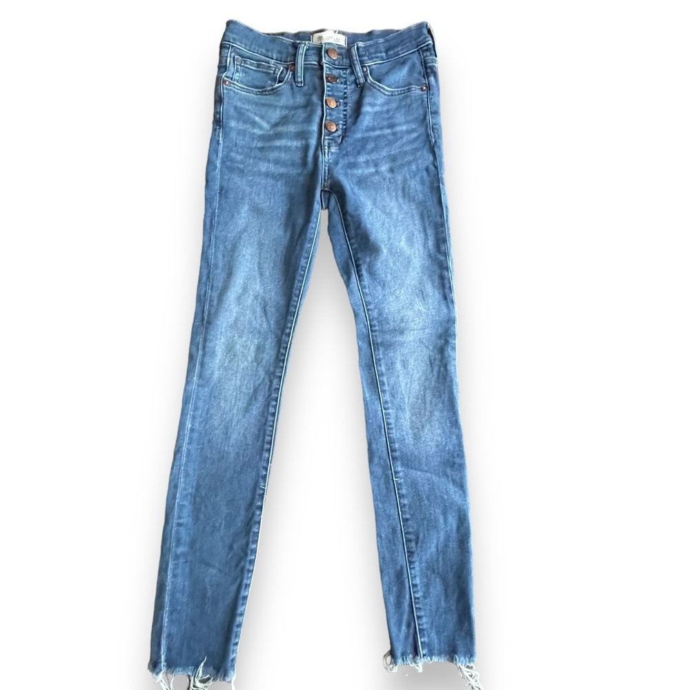 Madewell Med Wash 9" Mid-rise Skinny Distressed Jeans Women's Size 24